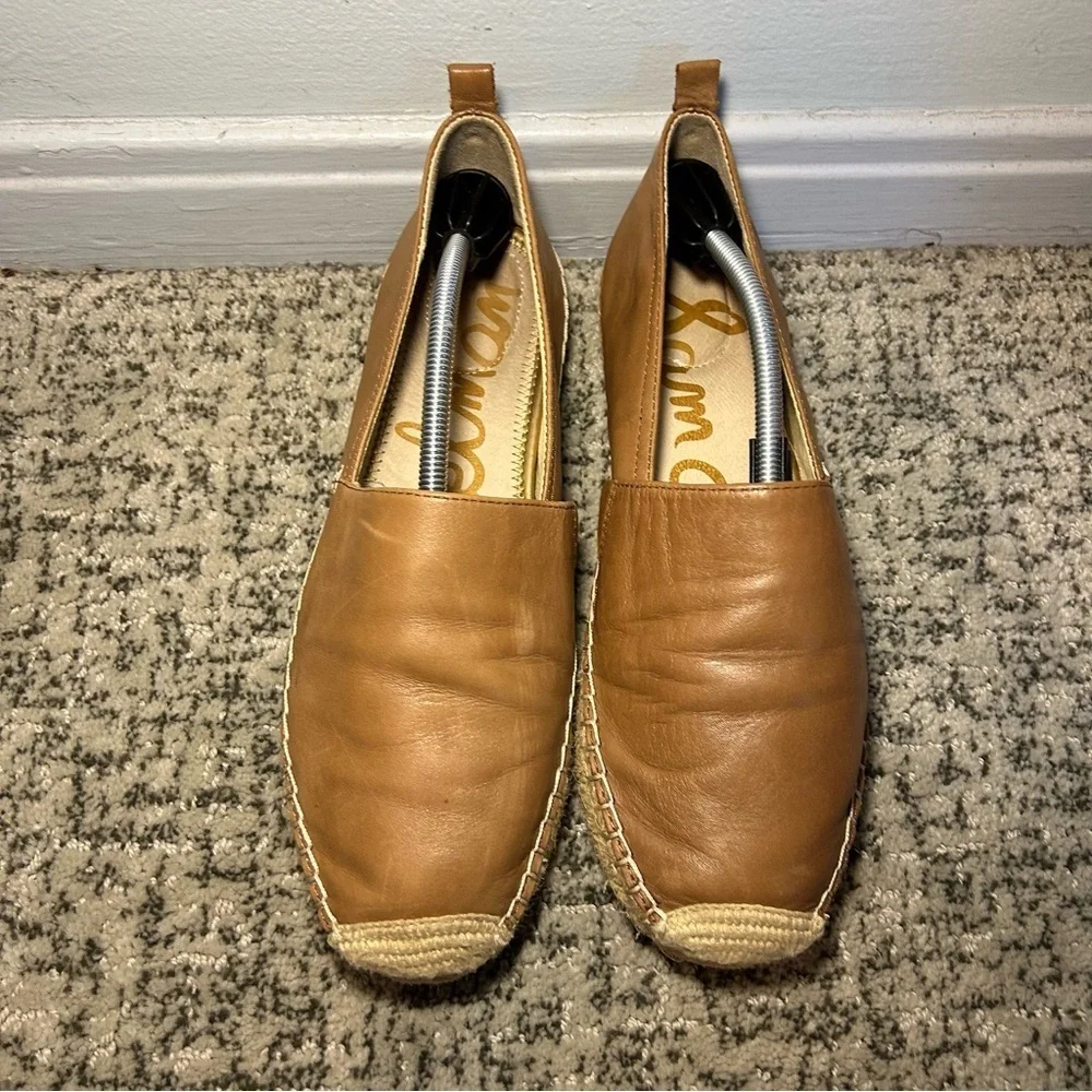 Sam Edelman Brown Kesia Espadrille Leather Slip-On Loafers Size 9.5